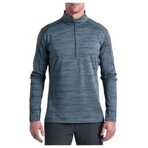 Kuhl Mens Alloy 1/4 Quarter Zip Charcoal Blue Athletic Business Casual Shirt